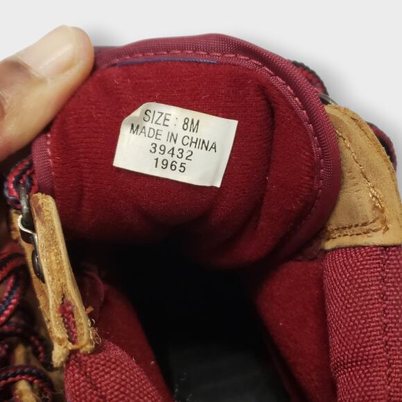 Lands End Womens Leather Duck Boots Red Tan Sz 8M Rain Outdoor Hunting Gorpcore - Picture 9 of 12